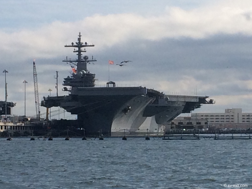 Aircraft carrier docked